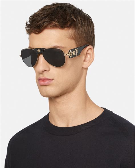 versace sunglasses mens black and gold